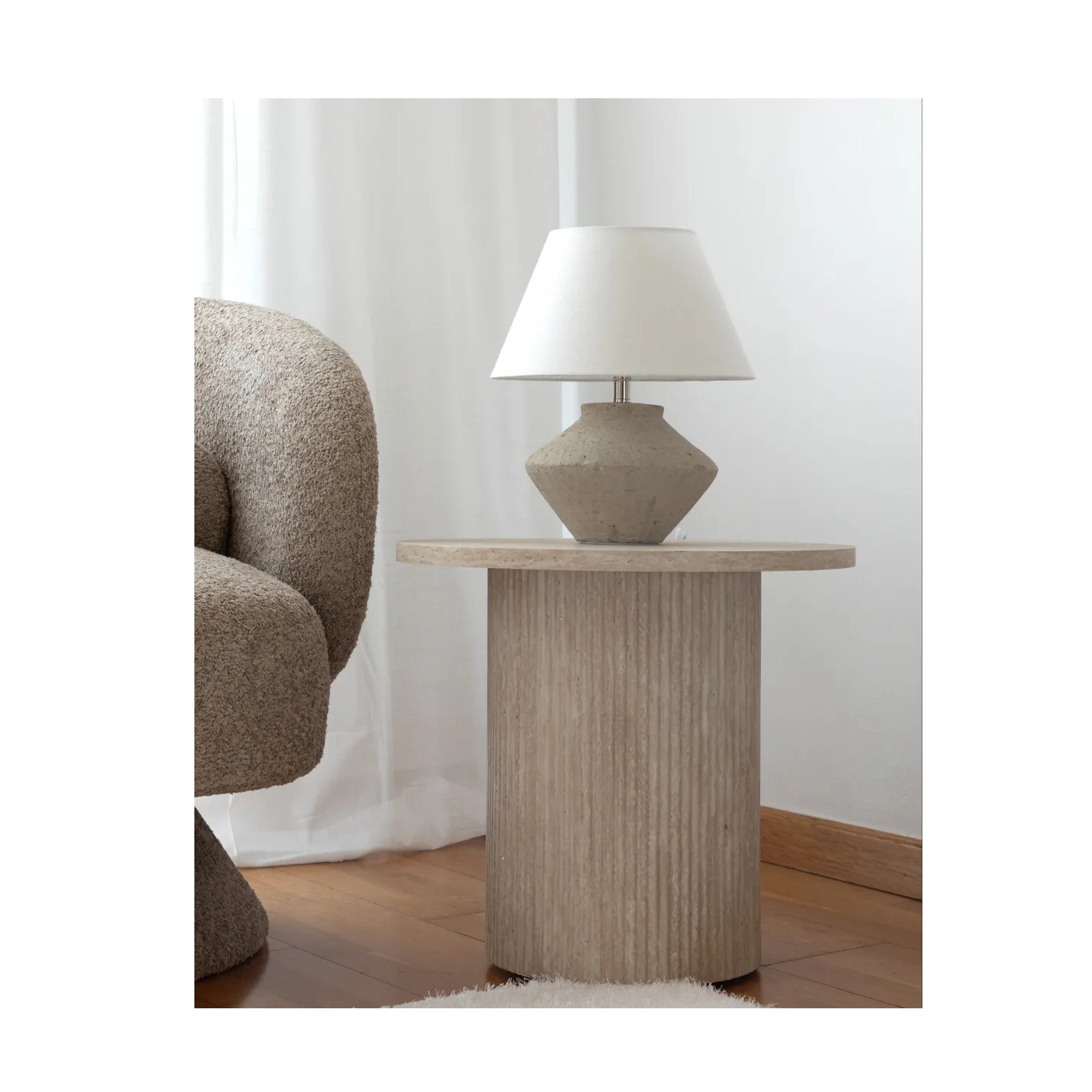 Mesa auxiliar AMMON Efecto travertino - Imagen 2