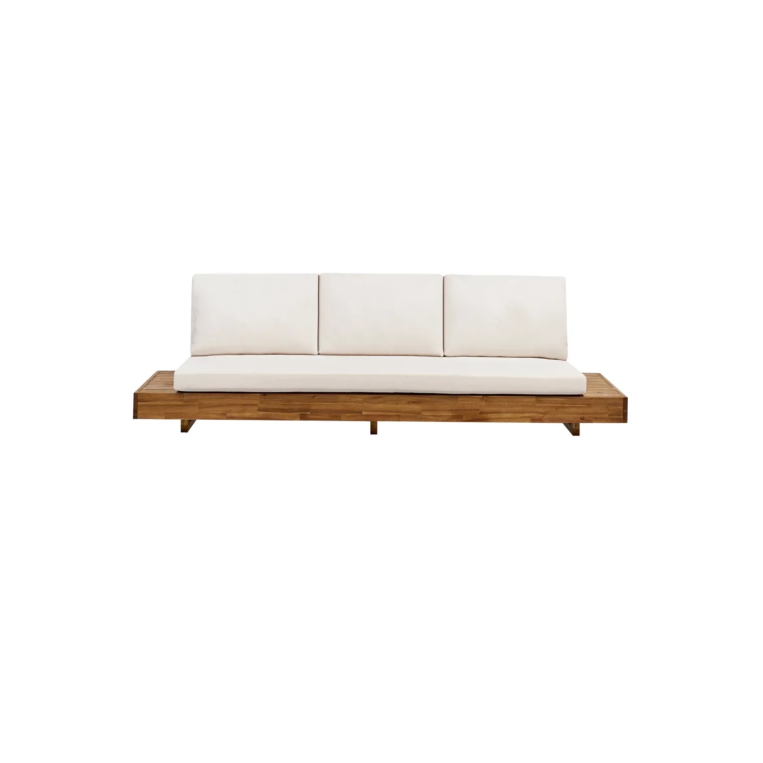 Sofá de jardín 3 plazas MARETTIMO Madera de acacia certificada Blanco crema